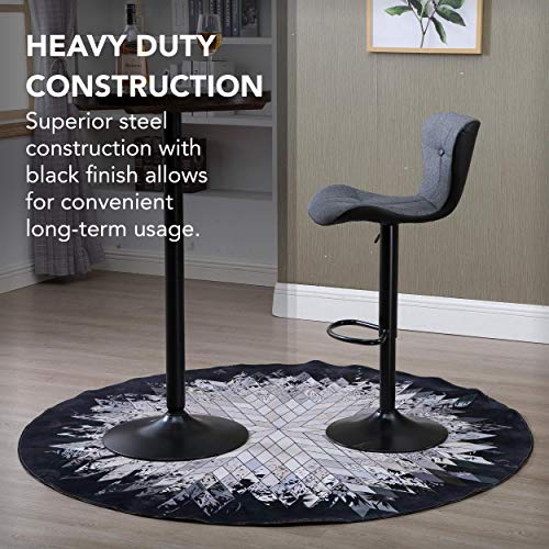 Halter Adjustable Height Stool Chairs, Counter Height Swivel Bar Stools, Diamond Stitched Pattern Bonded Leather Chair, Stools for Bar or Kitchen Counter, Barstools Set of 2, Gray and Black - Thumbnail 5