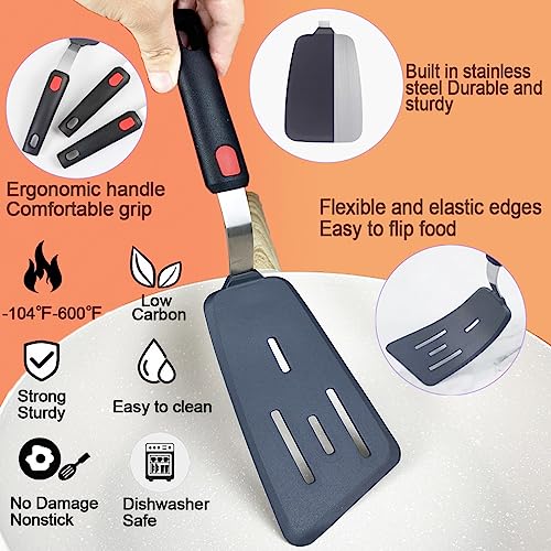 Klaqqed SILICONE SPATULA S For Nonstick Cookware, Burger Pancake Spatula Turner Large Silicone Spatulas Set thumb #2
