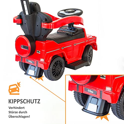 LEMODO Kinder Rutschauto ab 1 Jahr - Lauflernwagen mit Schiebestange - Robustes Kinderauto - Mercedes-Laufrad - Schiebeauto mit Stange für die Lenkung - Rot – Bild 7