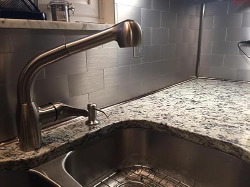 Yipscazo 2024 New Upgrade Peel and Stick backsplash 3 x 6 Inches 3D PVC Composite Wall Tile Stick on Backsplash Tile for Kitchen Bathroom, Laundry Room, Fireplace(Metal Composite, 2 Pieces)