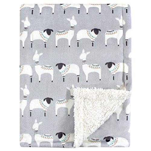 Image of Hudson Baby Unisex Baby Plush Mink and Sherpa Blanket, Aztec Llama, One Size