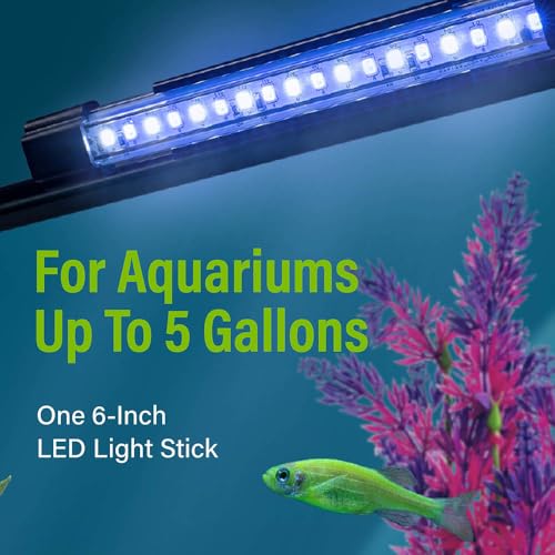 Image of GloFish 6-Inch LED Light Stick for Fish Aquariums Up to 5 Gallons, 1 Count, with White and Blue LED Lights