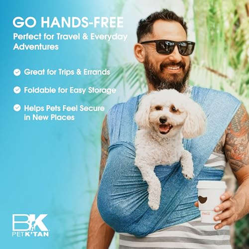 pet k39tan dog sling carrier hands free for small dogs - 1 pet travel accessory amp gift -bond with new puppy-cats amp small animals- safe durable soft - anti-anxiety