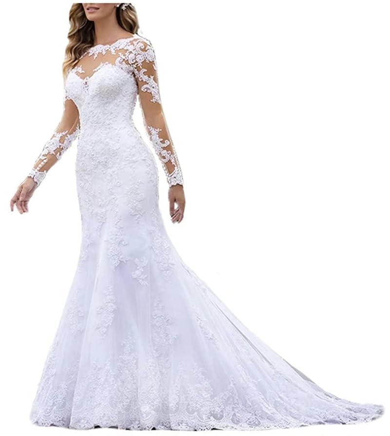 Menirry Boho Wedding Dresses Long Sleeves Vintage...