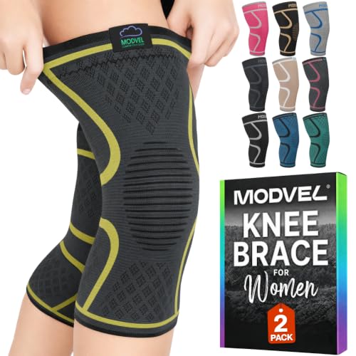 Image of Modvel 2 Pack Knee Brace for Women - Knee Support for Walking, Knee Compression Sleeves for Pain Relief, Knee Sleeves for Women, Knee Brace for Sports, Workouts & Arthritis