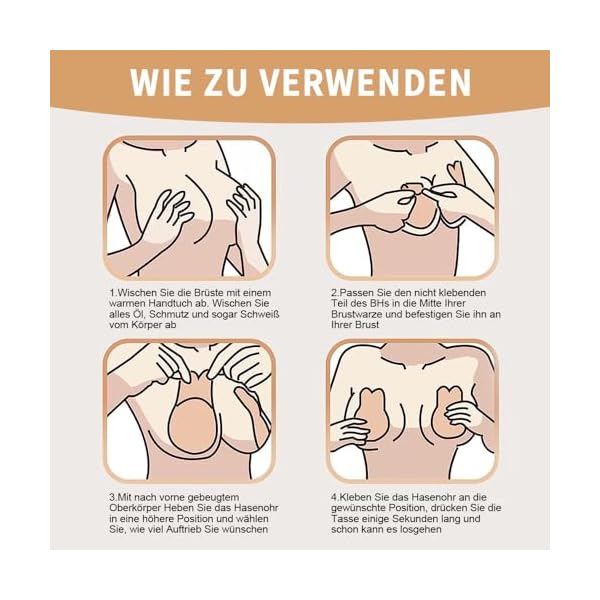 Klebe BH,Unsichtbarer Klebe-BH,TräGerloser Selbstklebender Klebe-BH,Mit Push-Up-Effekt Und Unsichtbarem Design,FüR Alle RüCkenfreien KleidungsstüCke Und Brautkleider,Hautfreundlichen Silikon-Pads – Bild 6