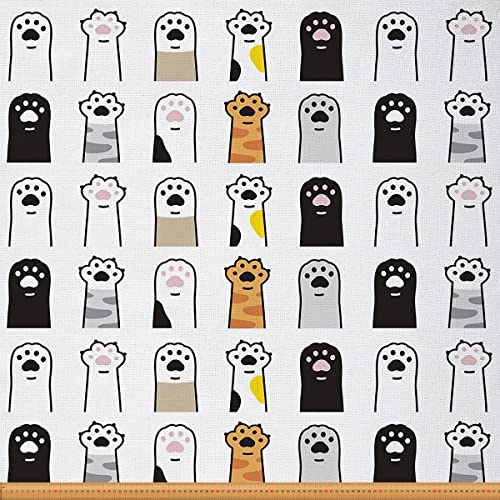 Tissu d'ameublement patte de chat au mètre noir blanc décoration Kawaii