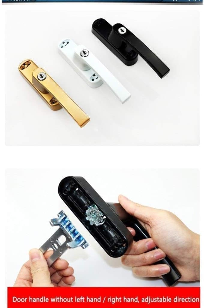 window locking handles, Door And Window Handles, Alloy Plating Polishing Drive Handle With Key Linkage Handle Lock Door And Window Security Door Handle (Color : Gold, Size : The length of the fork ( C