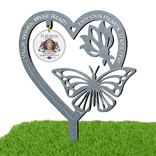 Honeyb 4 Pcs Gedenkverzierung der Königin Elizabeth II,2022 Platinum Jubilee Garden Gedenkschmuck - Her Majesty Dekorationsgeschenk für Freunde und Eltern Cover