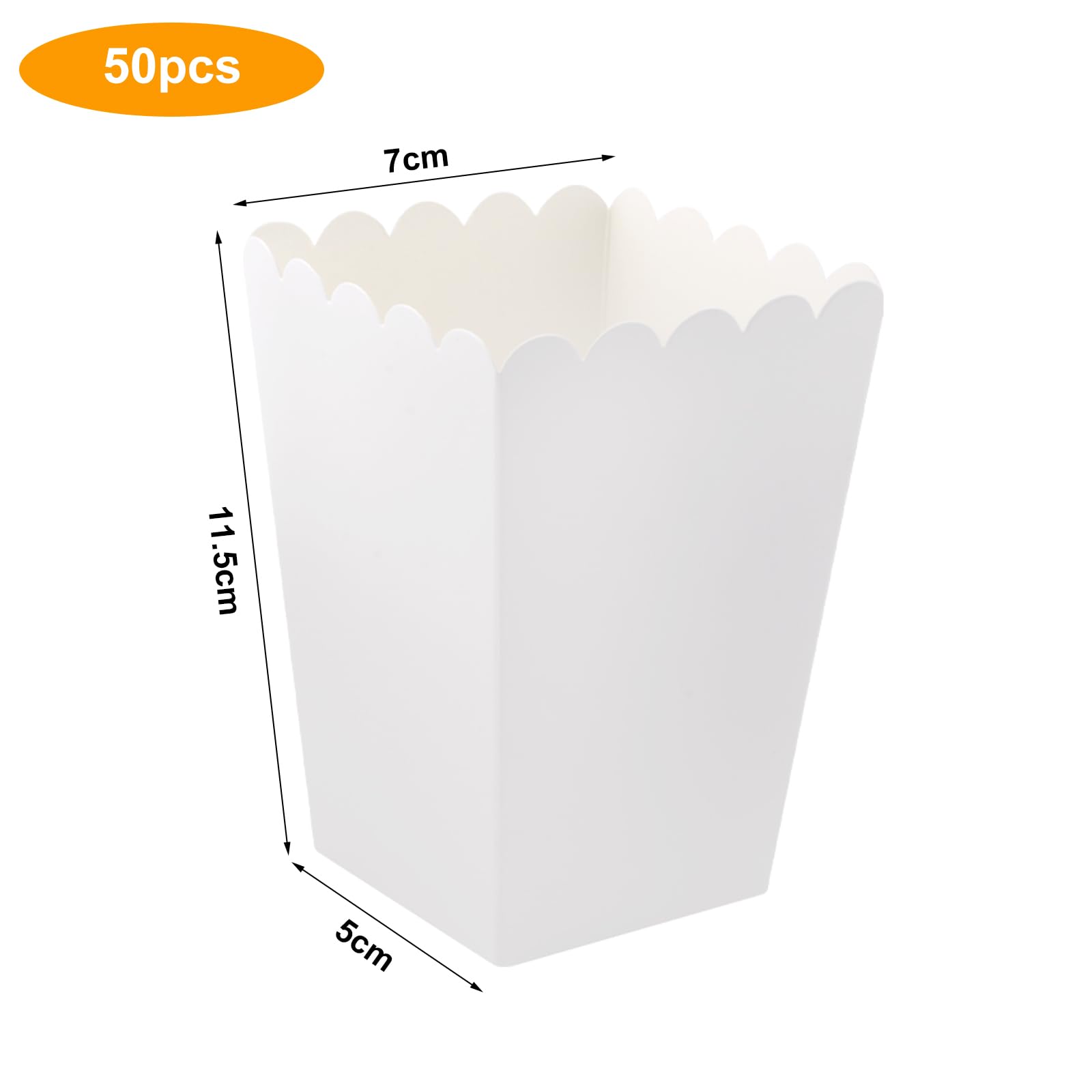 50 sztuk pudełek na popcorn, małe białe pudełka na popcorn, pojemniki na popcorn, torebki na popcorn, cukierki, do przechowywania przekąsek, popcornu i słodyczy w teatrach, kinach i karnawale