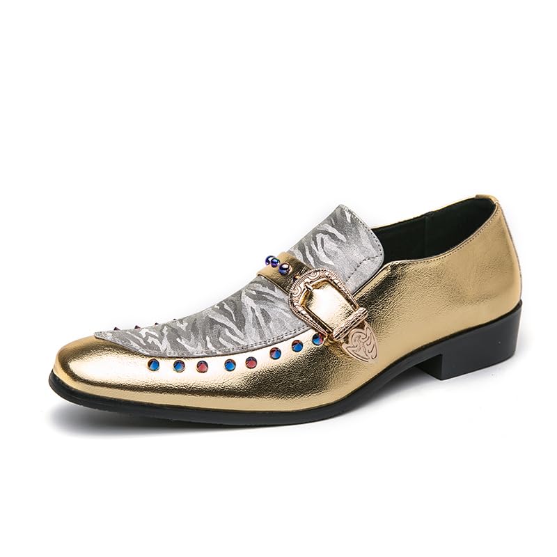 Mens Dress Shoes for Wedding Slip On Leather Monk Straps Shoes Smoking Slipper Classic Vintage Loafers Toe Bit Slip-on Penny Loafer Party Shoes