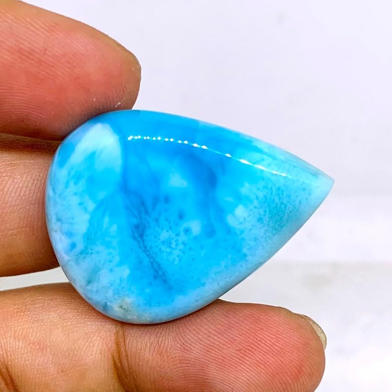 Larimar cabochon en vrac forme poire pour fabrication de bague - 4