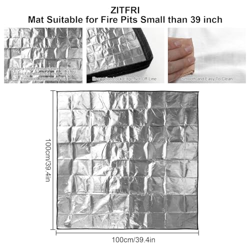Fire Pit Mat, 39*39Inch Fireproof Mat, Outdoor Fire Pit Mat, Collapsible Firepit, Square Fireproof Mat Grill Mat - Image 2