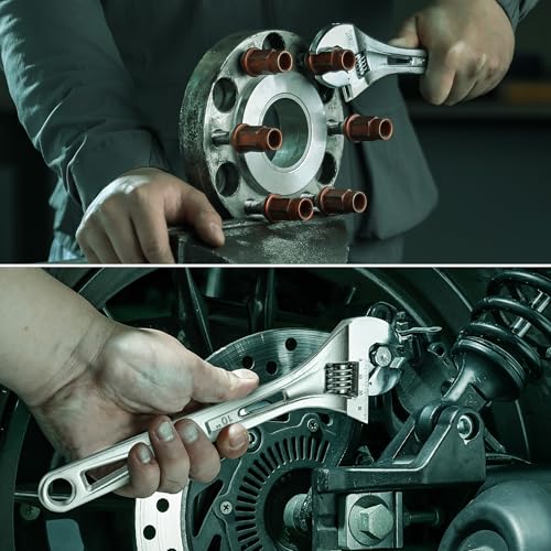Image of SK 10-Inch Adjustable Wrench, 1-7 /16 inch Jaw Capacity, SAE&Metric Scales | X-Frame Handle, Precision Jaw, Heat Treated CR-V Steel, Chrome-Plated Rust Resistant Finish
