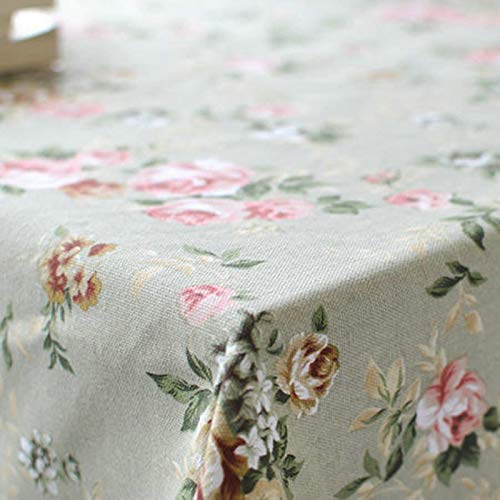 Nappe Fleur Roses en Coton Vert Moderne avec Motif Imprimé Durable