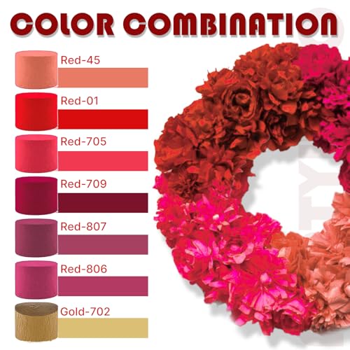 Image of PartyWoo Gold and Burgundy Crepe Paper Streamers 8pcs 656ft Pack of Gold and Maroon Crepe Paper Streamers for Graduation Wedding Birthday Bachelorette Citizenship Strawberry Theme Party Decorations