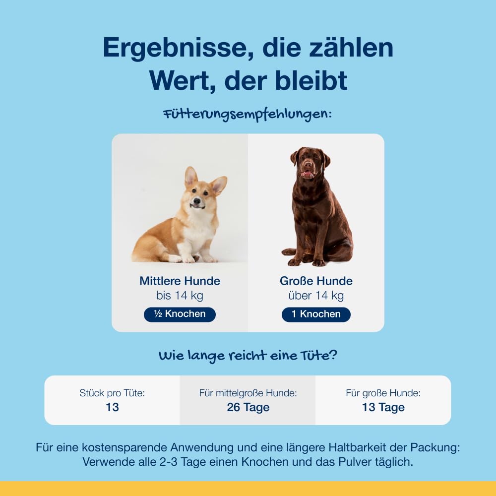 ProDen PlaqueOff Kauknochen für Zahnpflege Hund, 2 x 13 Knochen Huhn & Kürbis, Doppelpack Dental Sticks für mittelgroße & große Hunde, Zahnreinigung Hund bei Zahnbelag & Maulgeruch