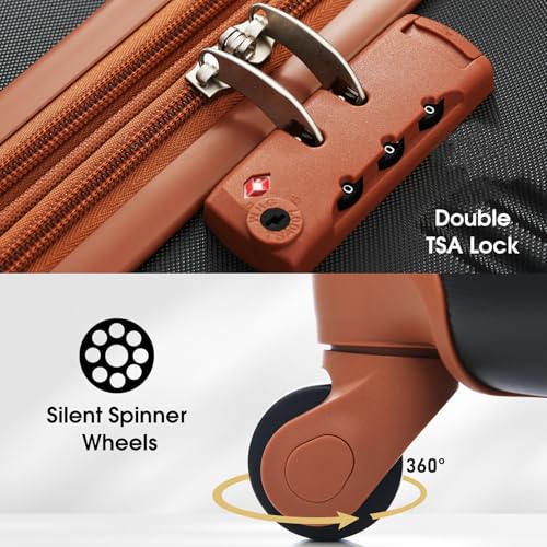 Luggage Sets 3 Piece,Hardshell ABS Travel Suitcases with Wheels & TSA Lock,20 Inch Carry On Luggage,24In Expandable Suitcase and Duffel Bag,Lightweight Rolling Luggage Set for Men and Women,Black2