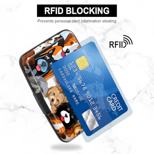 Image of Credit Card Holder, Mini Aluminum Card Wallet RFID Blocking Slim Metal Hard Card Case for Women Men, Dogs