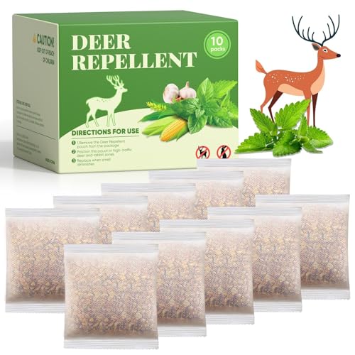 Pblovylu 10 Pack Deer Repellent Pouches, Rabbit Repellent Outdoor Deer Repeller Deer Deterrent for...