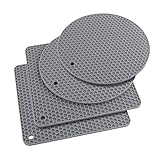 Extra Thick Silicone Trivet Mat Heat Resistant Multi-purpose None slip Table Place Mats for Hot Pots Holder,Pads,Pans,Dishes,Spoon rest,Coasters for Kitchen Cooking & Dining(4Pack,23cm,Grey)