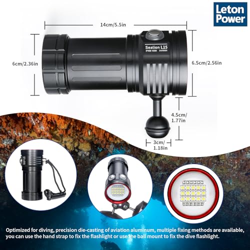 Image of L15 10000 Lumens Underwater Video Light - 100m (330ft) Waterproof Dive Video Light with USB-C Charging, Professional Floodlight for Scuba Diving, Snorkeling & Underwater Photography