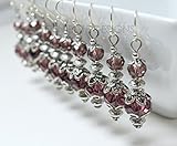 Plum Crystal Earrings, Tibetan Earrings, Vintage Style Earrings, Purple Bridesmaid Earrings,...