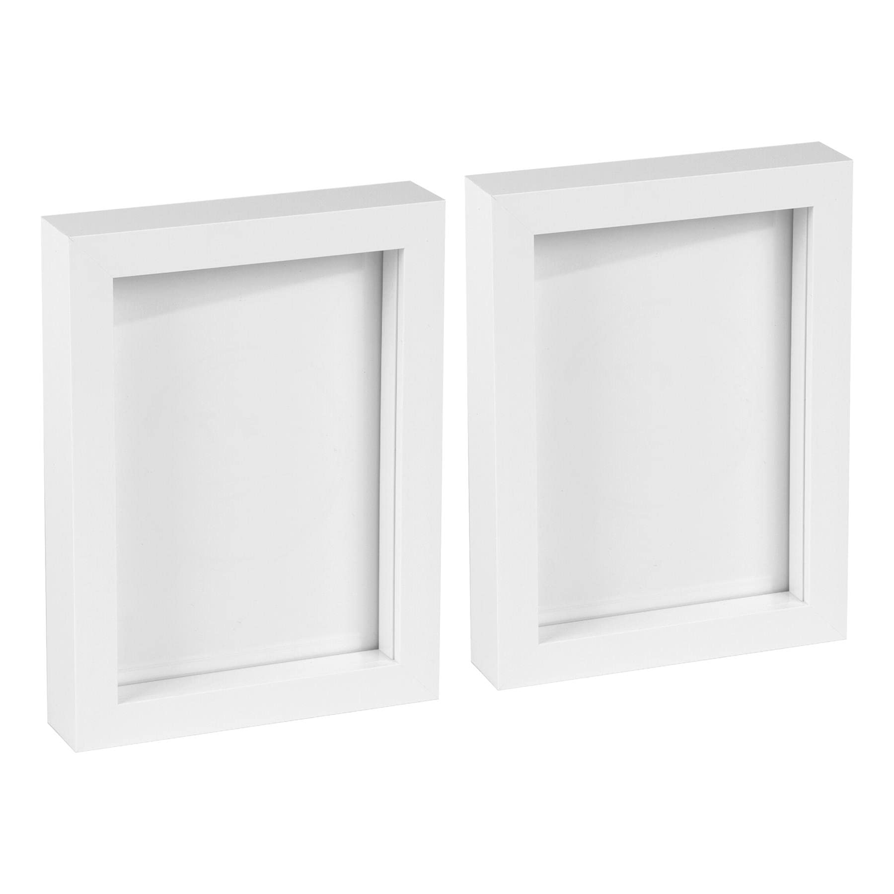 Nicola Spring White 2X 5" X 7" 3D Box Photo Frames - Standing Hanging Craft Shadow Picture Display