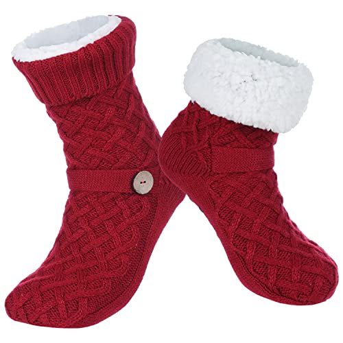 Image of Chassic Sherpa Lined Slipper Socks for Women, Non-Slip Cozy Winter House Socks, Soft Fuzzy Socks, Christmas Gifts for Women & Ladies Stocking Stuffers