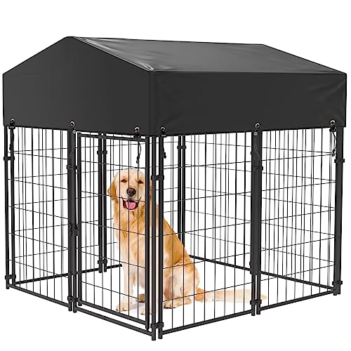 BingoPaw Chenil pour Chien Éxterieur: Parc Enclos Chien Extérieur Intérieur Cage Niche Grande Taille en Métal avec Toit Tissu Oxford 127x120x134cm