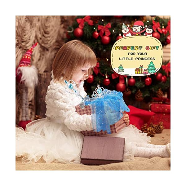 Fedio princess cape set 7 pieces girls princess cloak with tiara crown, wand for little girls dress up - image 4