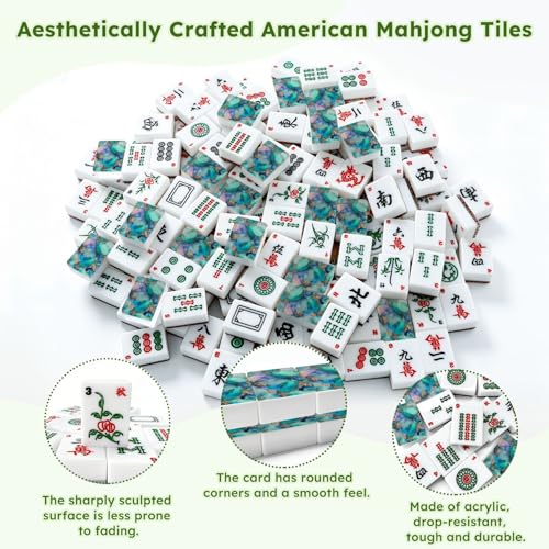 Set de Fichas American Mahjong de Acrílico con Bolsa y Dados miniatura 6