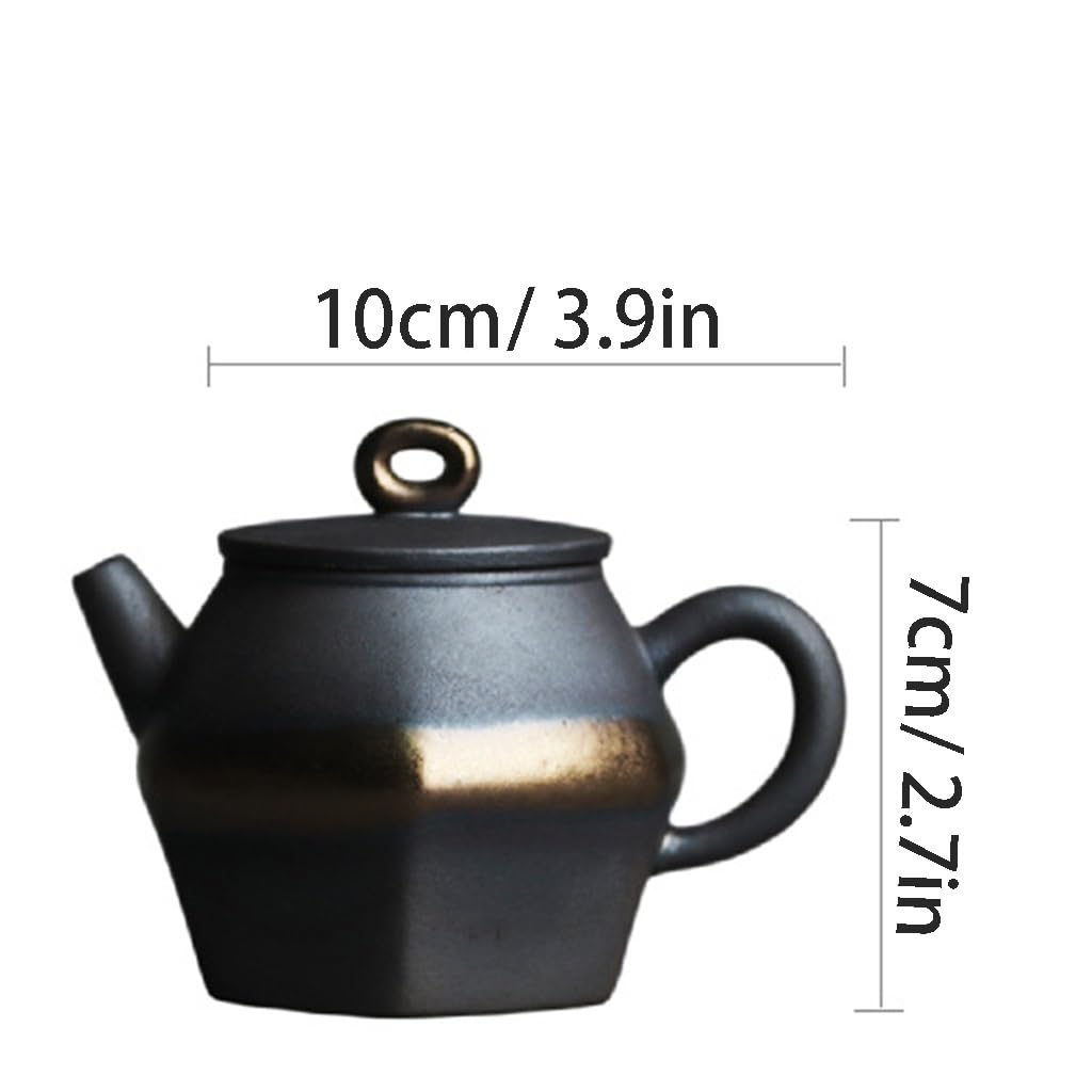 Infusor De Té Rock Pottery Tetera pequeña de Mano de Seis Lados, Hecha de cerámica Retro en Bruto, Tetera Individual for preparar té Tetera De Cocina