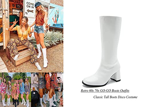 Women's Go-Go Boot Mid Calf Boots PU Leather Ladies Party Dance Shoes with Zipper Costume Boots2