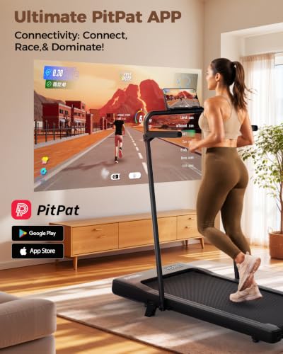 Image of Superun 3 in 1 Under Desk Treadmill with Handrails and Incline, Portable Folding Walking Pad for Home Office, 2.5 HP Quiet Mini Treadmill with LED Display & Remote, 300 Lbs Capacity, Black