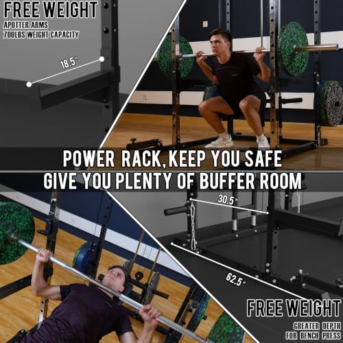 Image of Eonfit E2 Power Rack Power Cage with Cable Machine for Home Gym Equipment | Strength Training Squat Rack With Pivot Arms Functional Trainer Pulley System Cable Crossover Lat Pull Down For Garage Gym