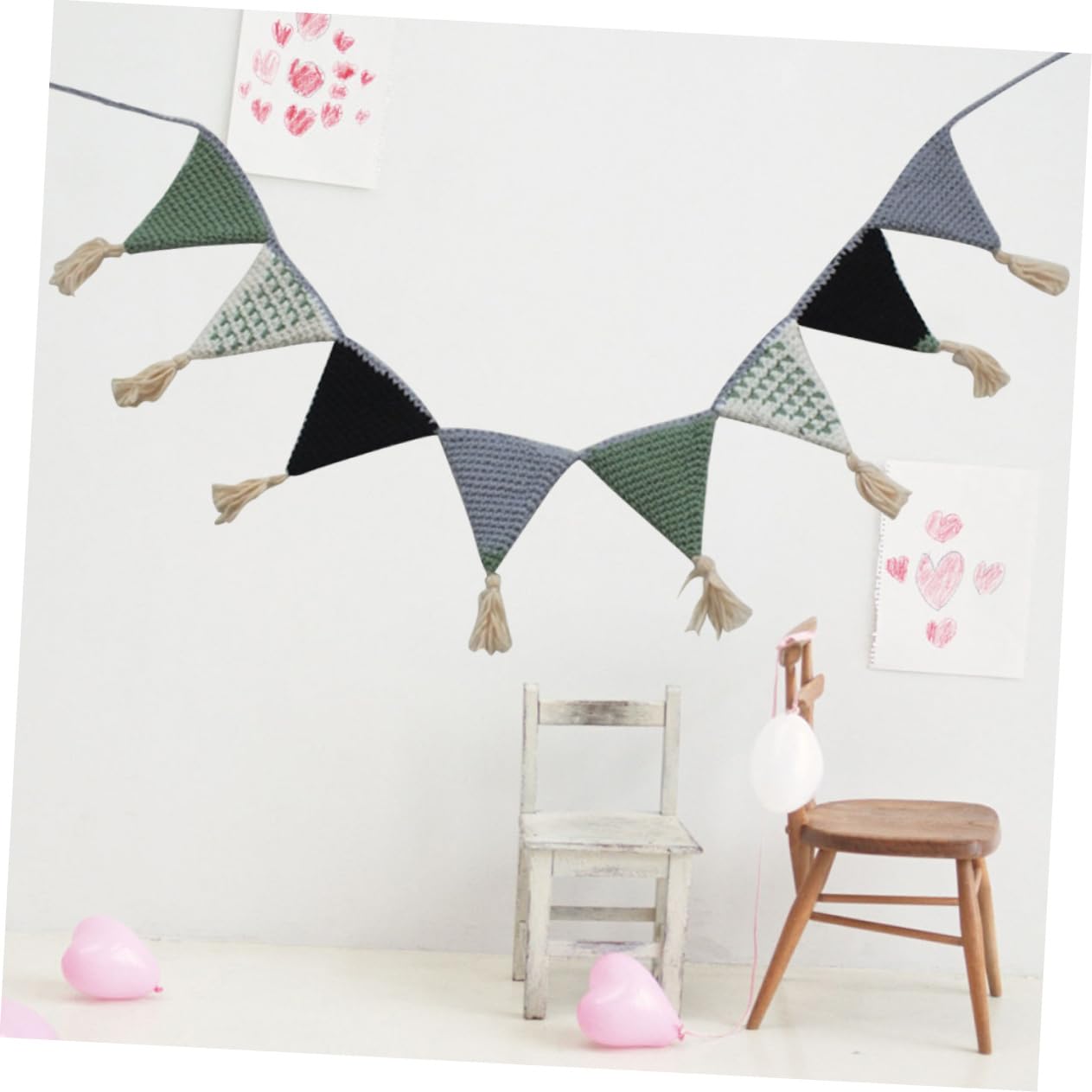 Toyvian 3 Piezas De Decoración De Entrada Decoración De Entrada Banderines Triangulares Banderines De Algodón De Ganchillo Banderines Colgantes para Fiestas Banderines Guirnaldas