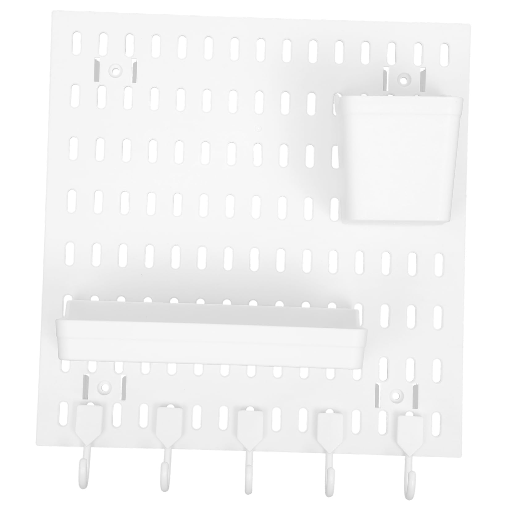 PRETYZOOM Kit de Tablero Perforado para Montaje en Pared sin Taladro, Organizador de Pared Blanco de PP con Fuerte Capacidad de Carga para Cocina y Baño Moderno