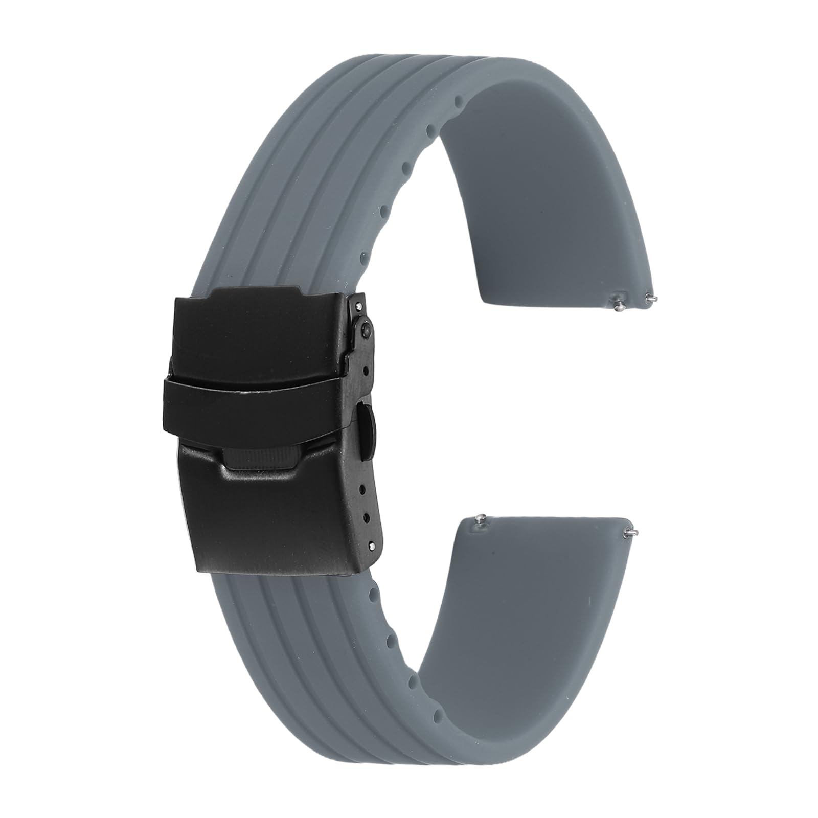 sourcing map Silicone Watch Bands 18mm Width Soft Quick Release Rubber Watch Bands with Black Snap Buckle for Men Women, Gray