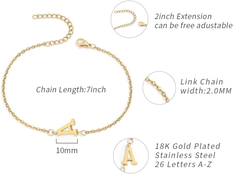 Gold Bracelets for Women Trendy,18K Gold Plated Dainty Initial Charm Bracelets for women Link Chain Bracelet Jewelry - Image 4