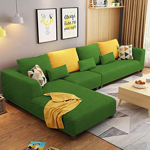Image of Galib LHS 6 Seater L Shape Sofa Set for Living Room (Green Fabric)