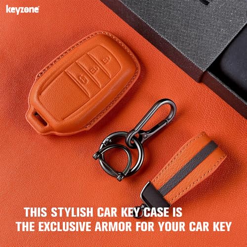 Image of keyzone Royal Leather Key Cover for Toyota Fortuner, Legender, Innova HyCross, Land Cruiser, 3-Button Smart Key