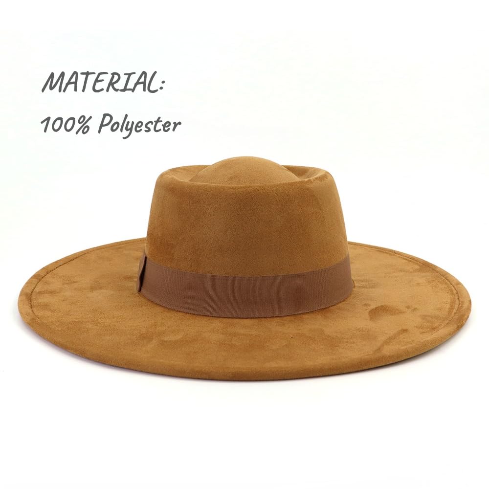 LIDHAY Cappelli Fedora a tesa larga per donne e uomini, grande camoscio Panama Rancher Cappello Pork Pie Jazz Hat