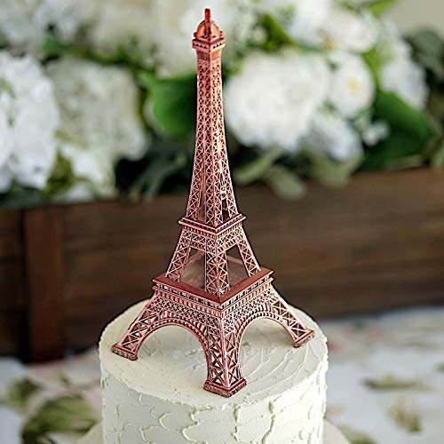 BalsaCircle 10-Inch Rose Gold Metal Eiffel Tower Centerpiece for Wedding Party Favors Table Decorations Home Dinner Supplies