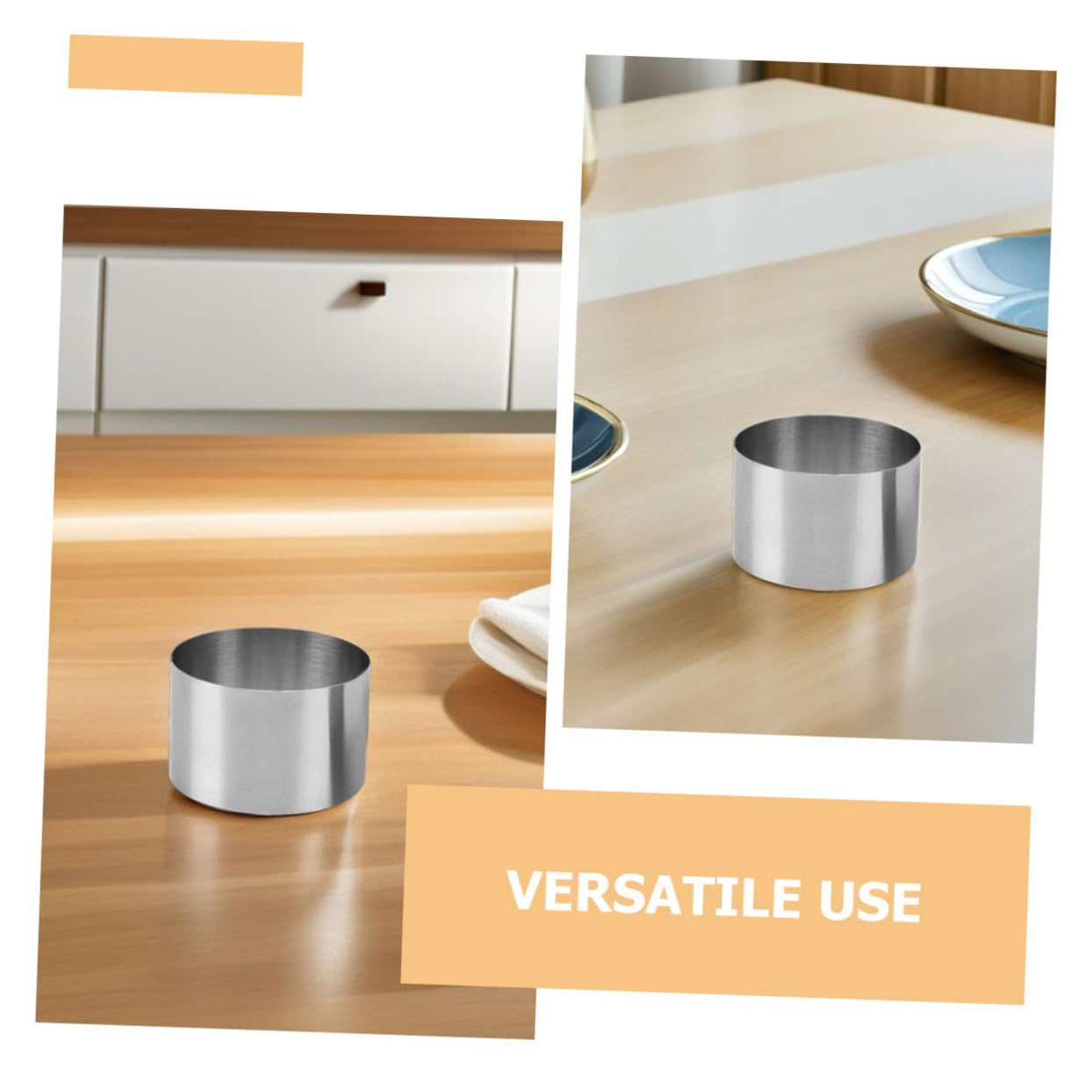 Juego de 8 Aros de Acero Inoxidable para Hornear Pasteles, Tartas y Mousse Diseño Redondo Bordes Lisos, Resistencia al Calor, Fácil Limpieza, Adecuado para Repostería Casera
