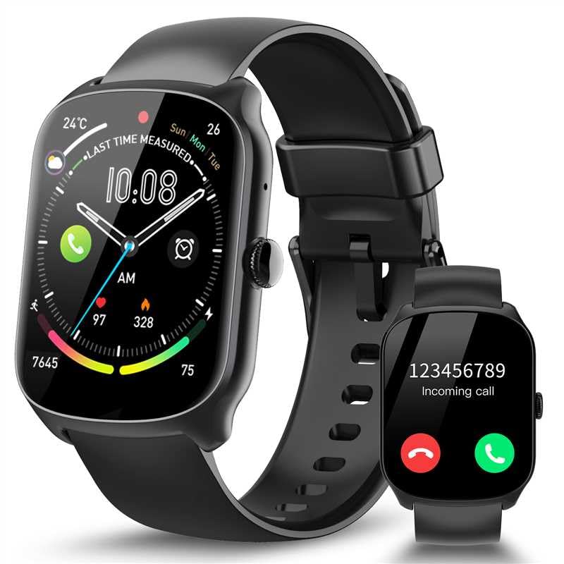 Smartwatch Uomo Donna, Schermo Curvo HD da 1,95'' Orologio Smartwatch con Effettua/Risposta Chiamate, 112 Sportive Smart Watch con Contapassi/Sonno/Cardiofrequenzimetro, Impermeabile IP68, Nero