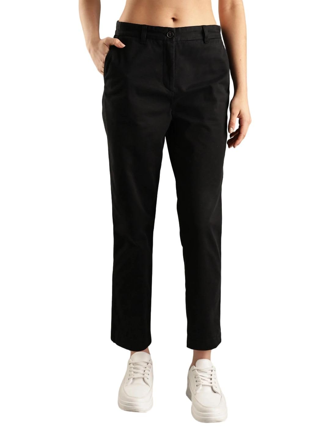 Slim Fit Solid Mid Rise Trouser-image-31
