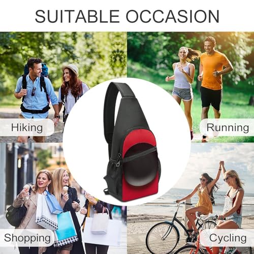 Bolso cruzado pequeño para mujer y hombre rojo y negro miniatura 5