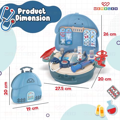 Image of Wembley Doctor Set for Kids Boy & Girl 3-10 Year Old | Stethoscope Doctor kit Pretend Play Portable Suitcase | Safe and Non-Toxic Role Playset | Birthday Gift Toy for Kids Ages 3 to 10 Years Old
