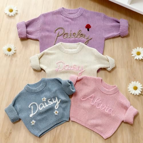 Custom Name Baby Sweater, Personalized Knit Baby Handmade Sweaters, Toddler Name Sweatshirt, New Born2